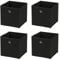 Taylor & Brown Set of 4 Large Foldable Square Storage Cubes, Fabric Organiser Canvas Cube Boxes Collapsible for Home, Bedroom, Nursery Office, Playroom Toys, 30x30x30cm (Black)