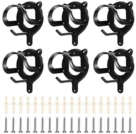 Kawlity 6 Counts Horse Bridle Rack, Bracket Bridle Hooks Horse Tack Storage Metal Bridle Hanger with Tubes and Screw for Horse Barn Supplies (Black)