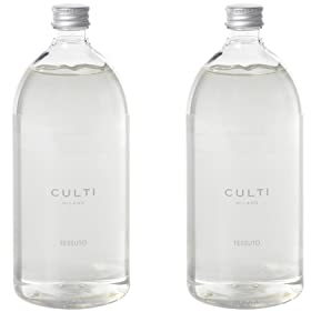 Due ricariche per diffusore Culti Milano da 1000ml cad.| Fragranza Tessuto | Totale Capienza delle due ricariche 2000ml | CULTI MILANO | Durata 6 mesi | Metratura 30 mq