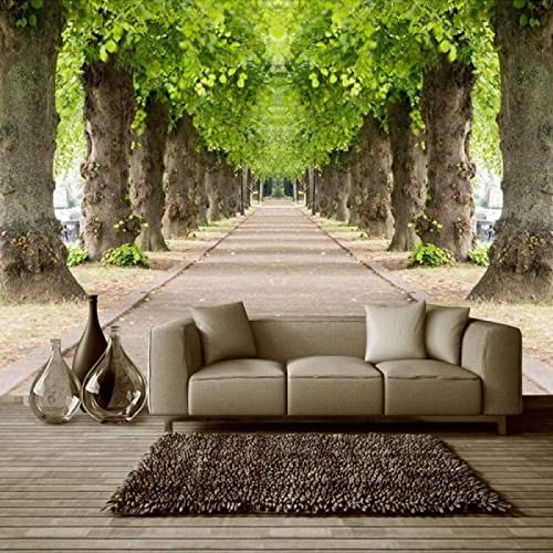 MUNXIN WALLPAPER Papier Peint Panoramique Arbre Vert Route Moderne Papier Peint 3D Intissé Décoration Murale