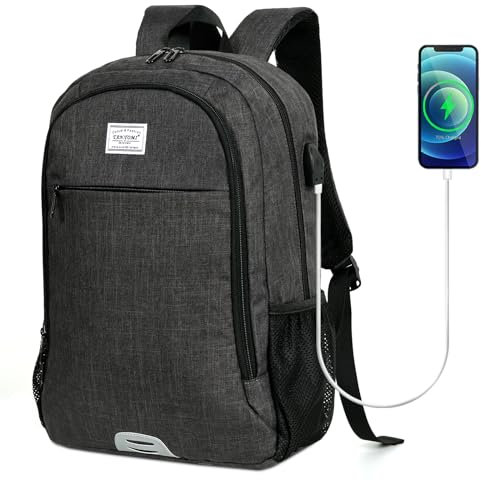 TANTOMI Rucksack Herren, Rucksack mit Laptopfach 15,6 Zoll, Reiserucksack, Schulrucksack Anti Diebstahl Business Arbeit Reisen Rucksack für Business Travel College Damen, Dunkelgrau