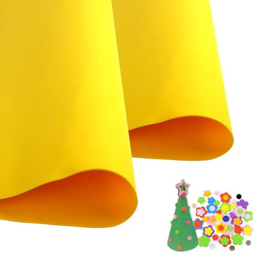 EVA-Schaumstoffplatten für Cosplay, EVA-Schaum, 1 mm dick, 50 x 50 cm, Gelb, 2 Stück