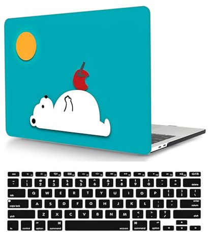 Hülle Case Kompatibel mit MacBook Pro 13 Zoll 2020 2019 2018 2017 2016 Freisetzung A1706 A1708 A1989 A2159 A2251 A2289 A2338 M1, Plastik Hartschale Schutzhülle & Tastaturschutz, Weißer Bär