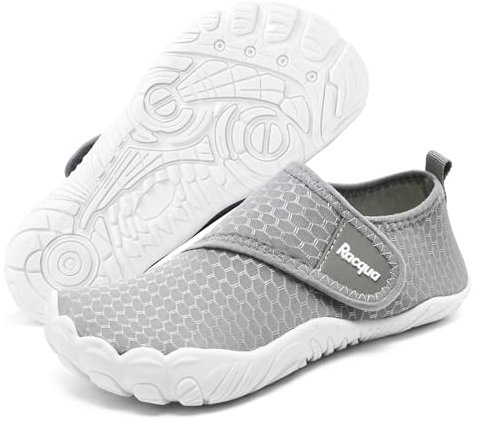 Racqua Wasserschuhe Kinder Jungen MäDchen Kinder Schwimmen Aqua Surf Schuhe Bootfahren Tauchen Leichte Slipfree Pool Schnell Trocken Meer Schuhe FüR Kinder Grau 34