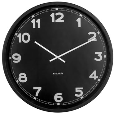 Karlsson Wanduhr New Classic XL - Schwarz - Ø80cm | Rund - Modern - Eisen - Wanduhr Modern Wohnzimmer - Wanduhren