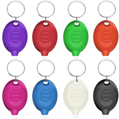 Daemson Mini LED Keychain Flashlight, Ultra Bright Tiny Flashlight, Small Keychain Flashlight White Light, Micro Pocket Key Ring LED Flashlight for Emergency Lighting - Multicolor Shell (8PCS)