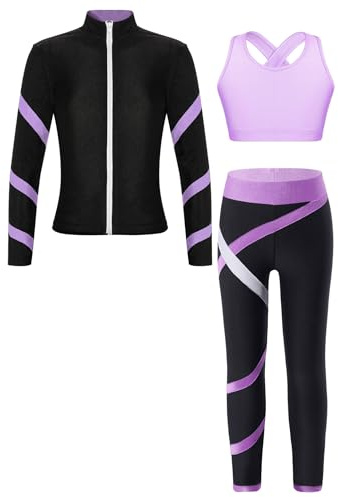 Mädchen Eiskunstlauf Trainingsjacken Und Hosen Leggings Sets Dancewear | Übungssets Professionelle Warm Trainingsbekleidung Eislauf Outfits Sportbekleidung