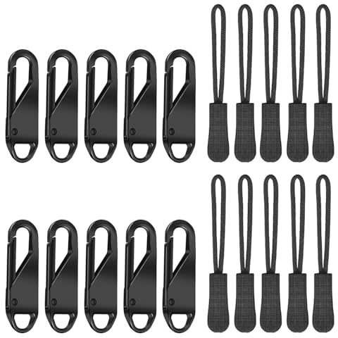 RAFIYU 20 Pièces Tirette Fermeture Eclair Remplacement, Fermeture Eclair Cordon, Zip Fermeture Eclair Amovible, Métal Zipper Pull, Reparation Fermeture Éclair, pour Vêtements Sac à Dos Valise Jeans