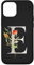 iPhone 13 Black Titanium Floral Letter E Silver Initial personalised Case
