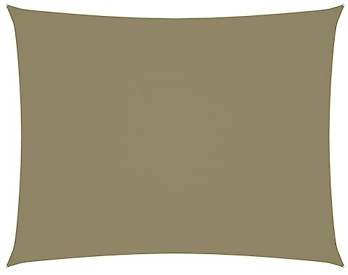 Sonnensegel für Zuhause und draußen, Oxford-Stoff, rechteckig, 5 x 6 m, Beige