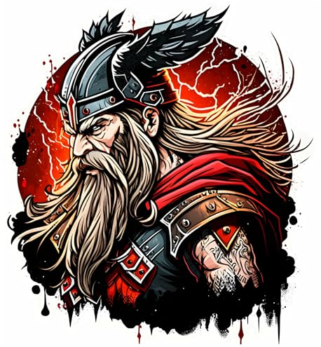 Samunshi® Wandtattoo Wikinger Ragnar Wanddekoration Wolf Wandsticker nordische Legenden für Kinderzimmer Wohnzimmer Wikinger Wanddeko Odin 27x30cm