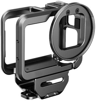 Action Kamera Videokäfig Sportkamerakäfig mit Doppelte Kaltschuhhalterung 52-mm-Filteradapter, Audio-Adapter, Aufbewahrungsfach, Erweiterungszubehör Ersatz für GoPro Hero 12/11/10/9