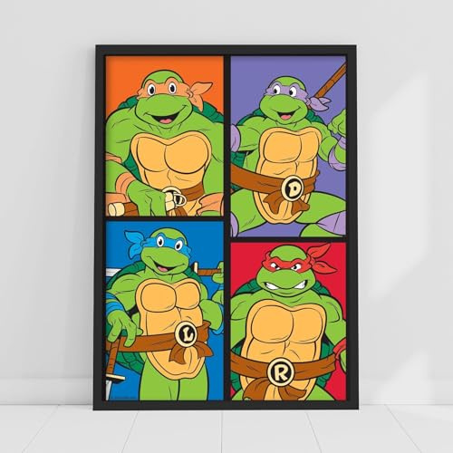 Teenage Mutant Ninja Turtles Druck – 4 Farbblöcke Poster World of TMNT Wandkunst (29,7 cm x 42 cm – A3)