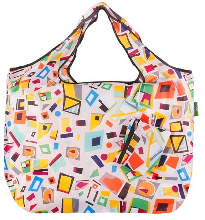 ECO CHIC Foldable Reusable Large Recycled Grocery Bags Lightweight Shopping Tote Bags with Storage Pouch (Cut Out)