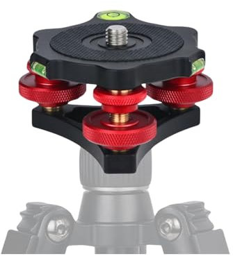 Tripod Head Leveling Base 3-Wheel ±5° Angle Adjustment with 3 Bubble Levels 3/8 Thread Aluminum Alloy 15kg Capacity