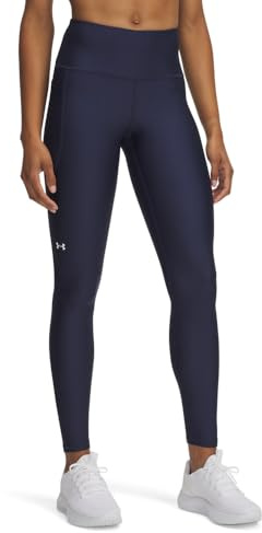 Under Armour Damen Tech HiRise Legging, Sportleggings, atmungsaktive Trainingshose mit 4-Wege-Stretch,Washed Navy / / White,MD