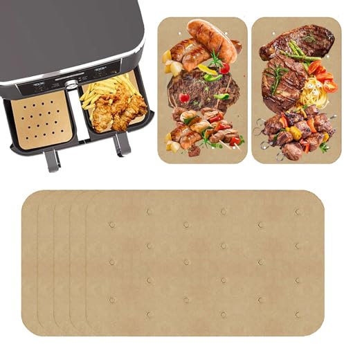 150 Stück Backpapier für Heißluftfritteuse,Airfryer Paper Gelochtes Antihaft,Kompatibel mit Ninja AF300EU AF400EU,Rechteckig Ideales Zubehör Einlagen für Foodi Dual Air Fryer,Perfekt für Knusprige