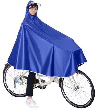Amexo Radfahren Regenponcho Fahrrad Wasserdicht Regencape mit Kapuze Regenjacke für Elektrofahrräder Mountainbikes (DE/NL/SE/PL, Alphanumerisch, Einheitsgröße, Regular, Regular, Blau)