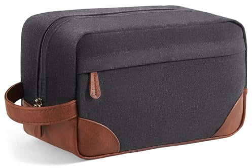 Vorspack Groß Reise Kosmetiktasche Herren, Leichte Kulturbeutel,Grau Dunkel | Wasserdicht Kulturtasche mit Rasierfach, Make Up Tasche für Reisen Toilettenartikel Zubehör