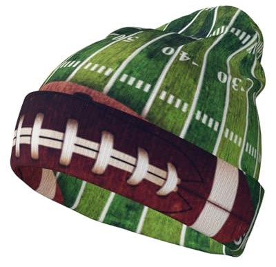 American Football Feld- und Ball-Mütze für Damen und Herren, bedruckt, warm, bequem, atmungsaktiv, weiche Beanie-Mütze für draußen, Schwarz, Schwarz , Einheitsgröße