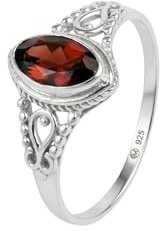 mantraroma Silberring Damen 925 Sterling Silber – ellipsenförmiger Edelstein Ring, Vintage Statement Ring Schmuck, elegantes Geschenk für Frauen