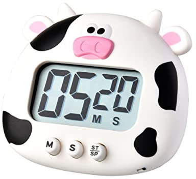 Cabilock Elektronischer Küchentimer Digital Mit Lustigem Kuh-Design Kurzzeitwecker Für Küche Und Backen Praktischer Timer Für Haushalt Und Kinder Weiß Abs Kompaktes Küchenzubehör