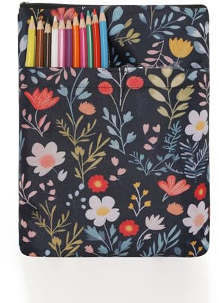 Buchhülle für Buchliebhaber Blumen Buchhüllen, Buch Schutzhülle, Waschbarer Buchumschlag Aus Stoff Mit Reißverschluss Und Zusätzlicher Hüllentasche Für Buchliebhaber Klassenkameraden