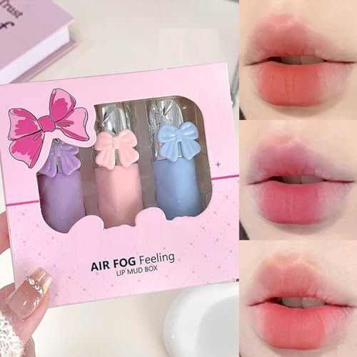 KARLOR Set di rossetti da ragazza, 3 pezzi, rosa, labbra, crema, labbra, rosa, peach, corallo, lucidalabbra, opaco, a lunga durata, regalo per ragazze