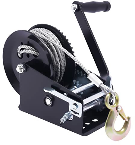 WOLEGM Treuil manuel de 1500 kg - Efficace - Pour transport de remorque, remorque, bateau, 4:1,8:1 avec dispositif anti-retour