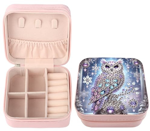 SHEGZHUC Diamond Painting Schmuckkästchen Eule Lila Basteln nach Zahlen Daiments Painting Schmuckkasten für Ringe Ohrringe Halsketten Armbänder Schmuckschatulle für Damen Reise Box