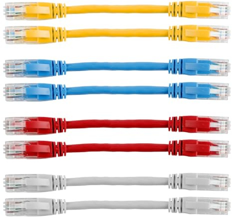 Tabanzhe 8 Pcs Short Cat6 Ethernet Patch Cables 0.3 Meter-High-Speed 1000Mbps LAN Network Cables with RJ45 Connectors for Router Modem Switch Server(4 Colors)