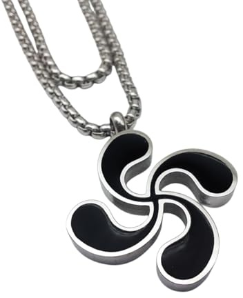 Colgante Lauburu de Acero inoxidable para Hombre o Mujer- 2 tamaños de Lauburu pequeño y Grande de acero inoxidable para collar- amuleto vasco de protección- Símbolo celta de acero