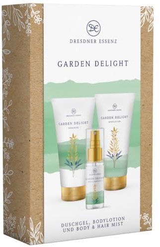 Dresdner Essenz Geschenkset Garden Delight | Private Collection | Erfrischendes Pflegeerlebnis mit Duschgel, Bodylotion & Body Mist in stilvoller Geschenkverpackung