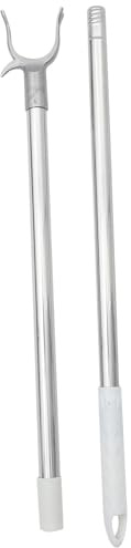 Garneck Edelstahl Kleiderstange Lang mit Haken Stabile Haushalts ausziehstange zum Aufhängen Rostfrei Einfach zu Montieren Vielseitiger Wäscheleinenstab für Garderobe und Trockenraum