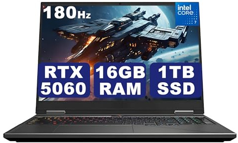 GUOM Gaming Laptop, GeForce RTX 5060 8GB GDDR7 GPU, 20 Cores 14th Gen Intel Core i7-14700HX CPU, 16GB DDR5 RAM, 1TB PCIe4 NVMe SSD, 16 Ultra HD Display 2.5K 180Hz/3ms, Wi-Fi 6E, Backlit, Win11 Pro