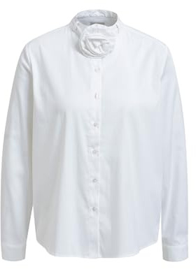 Smith & Soul Damen Langarmbluse mit Blütenrosette am Kragen