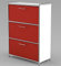 ARTLINE Highboard 3OH Aktenschrank Schrank Büroschrank Büroregal Weiß/Rot