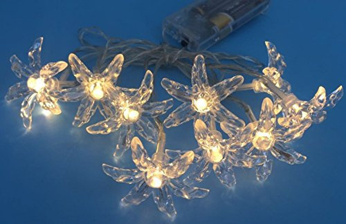 LED-Party-Weihnachts-Lichterkette Blume, 10x LEDs batteriebetrieben, Tisch-Fenster-Baum-Kommode-Dekorations-Leuchte-Lampe (LED-warmweiß)