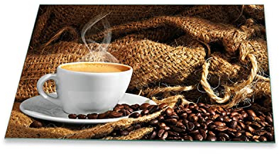 decorwelt | Herdabdeckplatte 80x52 cm 1-Teilig Kaffee Braun Ceranfeldabdeckung Universal Spritzschutz Glas Deko Elektroherd Induktion für Kochplatten Herdschutz Schneidebrett Sicherheitsglas
