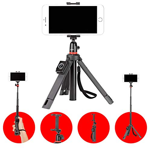 JOBY TelePod Mobile, Treppiede per Smartphone All-in-One, Bluetooth, Monopiede, Bastone per Selfie,Testa a Sfera, Attacco per Iphone, per Vlogger e Content Creator
