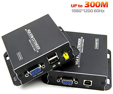 TESmart VGA USB KVM Extender up to 300M/984ft Over Cat5e Cat6 Ethernet Cable, 1080P@60Hz,Ultra Long Transmission Range, EDID Pass Through, Plug & Play, Keyboard & Mouse Over Network
