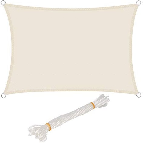 WOLTU Vela ombreggiante 2x3m in PES 160 g/m² Impermeabile Tenda a Vela Parasole Rettangolare Protezione Solare Respirante Anti UV Giardino Esterni Crema