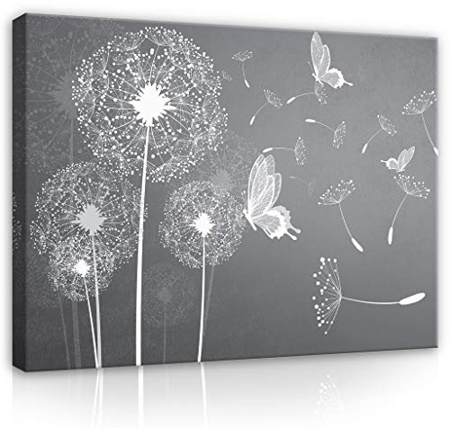 Forwall - Leinwand Bilder - Pusteblume Blumen Natur grau Pusteblumen - 100x75 cm Leinwandbilder - Bild auf leinwand - Wandbild XXL groß Wandbilder für Wohnzimmer Schlafzimmer Wohnzimmerbilder Modern