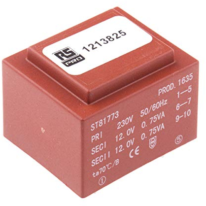 RS PRO Printtrafo, Trafo 230V ac / 2 x 12V ac 1.5VA 2 Ausg. 32.5mm x 27.5mm x 24mm 85g PCB-Montage