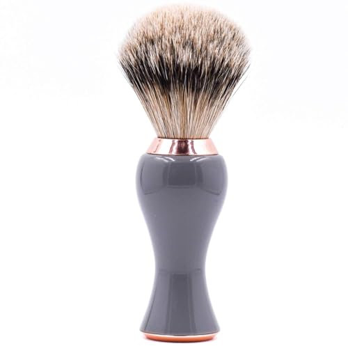 Parker Safety Razor Silvertip Badger Shaving Brush with Stand – Extra Dense and Extra Soft Bristles – Deluxe Gray and Rose Gold Handle – Shaving Brush for Men & Women