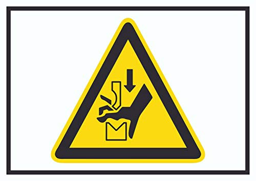 Achtung Quetschgefahr zwischen Werkzeugen einer Presse Symbol A6 (105x148mm) Schild
