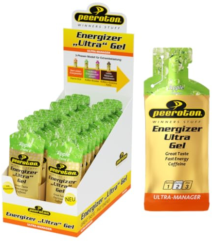 Peeroton Energizer Ultra Gel Apple - Isotonic Energy Gel für maximale Ausdauer mit 26.5 g Kohlenhydraten, wirkt nach 2-5 Minuten, Power Gel - leicht verdaulich und bekömmlich, 40 ml (24er Pack)