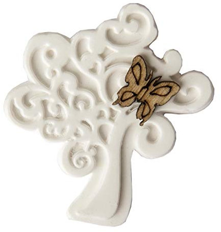 PuntoCasaStore 12 X Gessetto Albero della Vita con Farfalla Legno 3,5x3,8 cm Bomboniere Comunione Matrimonio