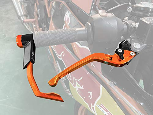 Hebelschutz und Bremshebel Kupplungshebel Motorrad Set Für Duke 390 125 RC 390 125 Universal Dirt Bike Aluminium Klappbar Kupplung Bremshebel Motorrad 22mm mit Griffschutz Orange