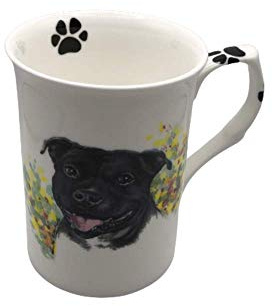 New - Single Bone China Black Staffordshire Bull Terrier Mug